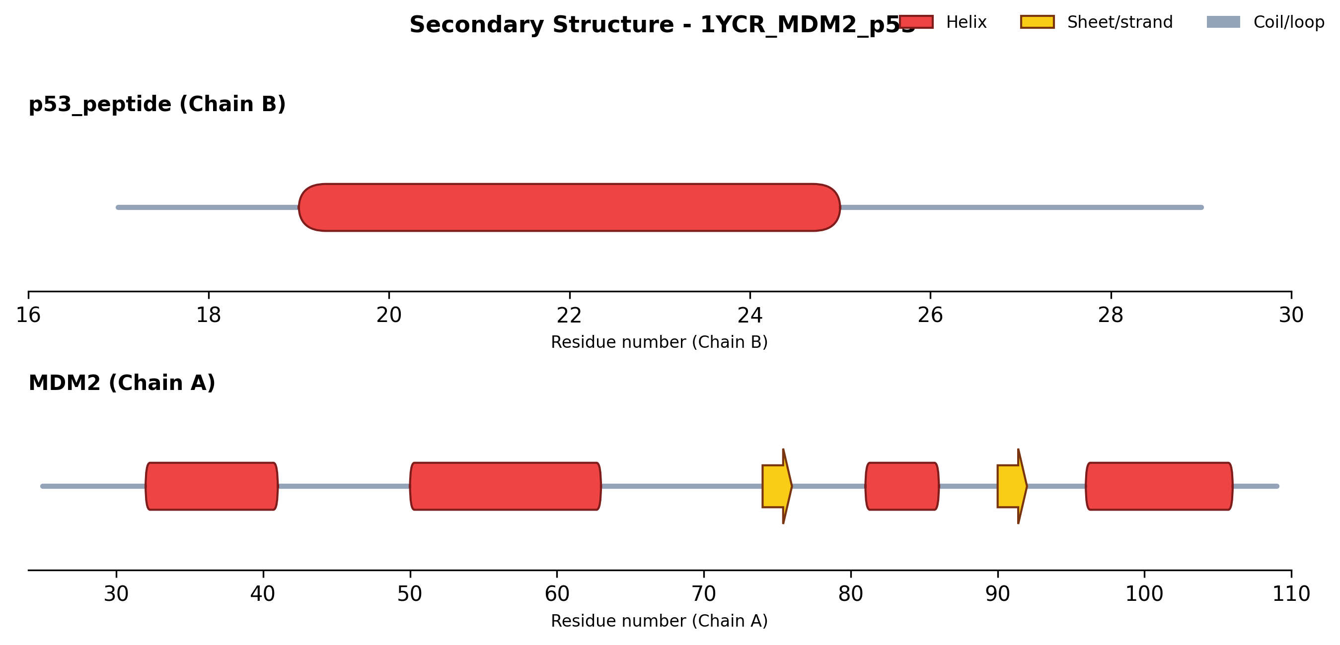 Secondary structure track showing helix, sheet and coil regions